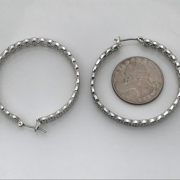 Lucky Brand Women Earrings Silver plated Hoops Ope - Picture 10 of 12